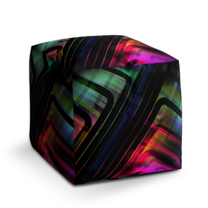 Taburet Cube černé pruhy, barevná