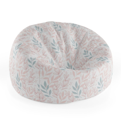 Sedací vak Cocoon růžové a modré lístky , barevná