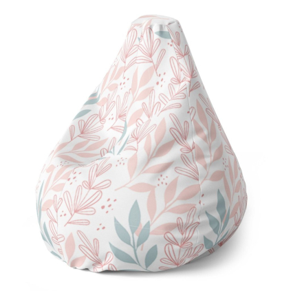 Sedací vak Pear růžové a modré lístky  - dětský, barevná