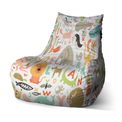 Sedací vak Bean zoo abeceda - dětský, barevná