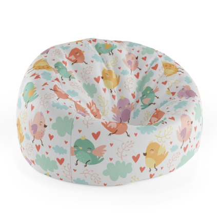 Sedací vak Cocoon oblak s ptáčky, barevná
