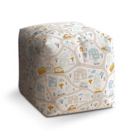 Taburet Cube cestičky s dopravou, barevná