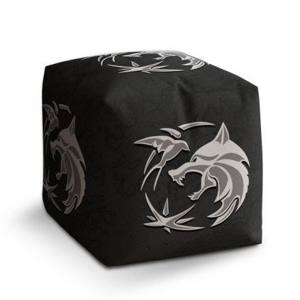 Taburet Cube Witcher černá mapa, černá