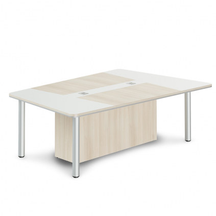 Jednací stůl TopOffice Premium III 240 x 162,5 cm, akát světlý / bílá