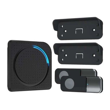 Bezdrátový zvonek do zásuvky 1L67, 200m, 2 tlačítka, learning code, černá