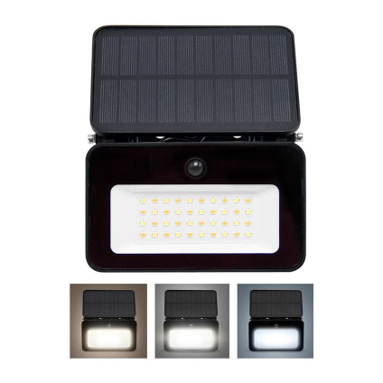 LED solární reflektor se senzorem WL913, černá