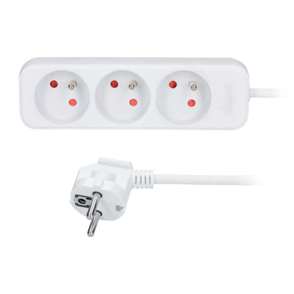 Prodlužovací kabel 3Z - 3m, 3x1,5, bílá