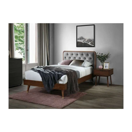 Postel Cassie 120 x 200 cm, šedá / ořech