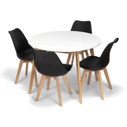 Jídelní set Nuoro 4+1, bílá / černá