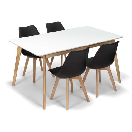 Jídelní set Brunella 4+1, bílá / černá