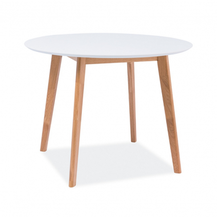Jídelní stůl Mosso II 100 × 75 cm - dřevovlákno, bílá / dub