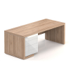 Stůl Lineart 200 x 85 cm + levý kontejner, jilm světlý / bílá