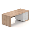 Stůl Lineart 200 x 85 cm + pravý kontejner, jilm světlý / bílá