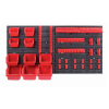 Závěsný panel 80 × 16,5 × 40 cm, 10 boxů + 22 držáků, černá / červená