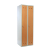 Kovová šatní skříňka s dřevěnými dveřmi, 60 x 50 x 180 cm, cylindrický zámek, buk