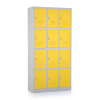 Kovová šatní skříňka - 12 boxů, 90 x 40 x 185 cm, otočný zámek, žlutá - ral 1023