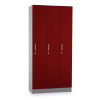 Dřevěná šatní skříňka Visio LUX - 3 oddíly, 90 x 42 x 190 cm, červená