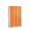 Kovová šatní skříňka - 3 oddíly, 90 x 50 x 150 cm, otočný zámek, oranžová - ral 2004