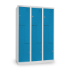 Kovová šatní skříňka Z, 3 oddíly, 120 x 50 x 180 cm, otočný zámek, modrá - ral 5012