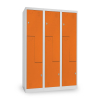 Kovová šatní skříňka Z, 3 oddíly, 120 x 50 x 180 cm, otočný zámek, oranžová - ral 2004