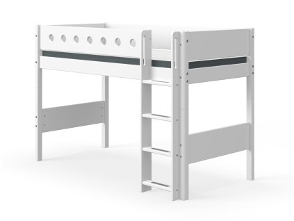 Horní spaní nízké s rovným žebříkem Flexa White (Barevná úprava 40 - Bílá/bílá)