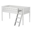 Zvýšené jednolůžko se šikmým žebříkem Flexa White (Barevná úprava 40 - Bílá/bílá)