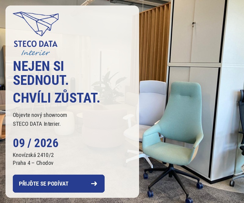 STECO DATA Interier – nový showroom kancelářského nábytku, Knovízská 2410/2, 149 00 Praha 4 – Chodov