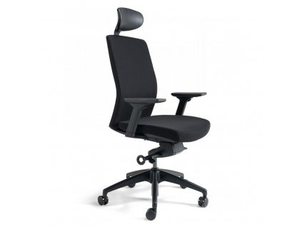 Kancelářská židle čalouněná s podhlavníkem, černý plast, šedá 206 - J2 SP