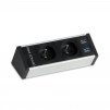 Pevný panel na hranu stolu, černý, 2x el., 2x USB 3.0 - PECZ B 001