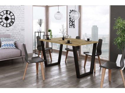 Nowoczesny Stol 185x67 loft w stylu industrialnym do biura gabinetu kuchni jadalni salonu z metalowymi nogami czarnymi V stabilny porzadny solidny dab artisan aranzacj