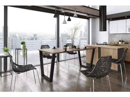 Nowoczesny Stol 185x67 loft w stylu industrialnym do biura gabinetu kuchni jadalni salonu z metalowymi nogami czarnymi V stabilny porzadny solidny dab lancelot aranza