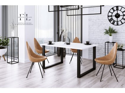 Nowoczesny Stol 138x90 loft w stylu industrialnym do biura gabinetu kuchni jadalni salonu z metalowymi nogami czarnymi prostymi stabilny porzadny solidny gruby blat bi