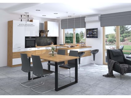 Nowoczesny Stol 185x90 loft w stylu industrialnym do biura gabinetu kuchni jadalni salonu z metalowymi nogami czarnymi prostymi stabilny porzadny solidny dab artisa