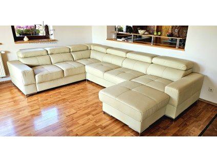 Sedací souprava BAZALT do U kůže 217 CREAM