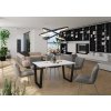 Stol CEZAR 138x90 loft w stylu industrialnym do biura gabinetu kuchni jadalni salonu z metalowyminogami czarnymi V blat bialy aranzacja