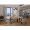Stol CEZAR 138x90 loft w stylu industrialnym do biura gabinetu kuchni jadalni salonu z metalowyminogami czarnymi V blat dab lancelot