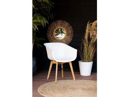zahradní jídelní židle Hartman bílá s teak podnoží