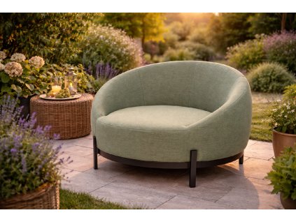 kulaté zelené křeslo Lucas Hartman