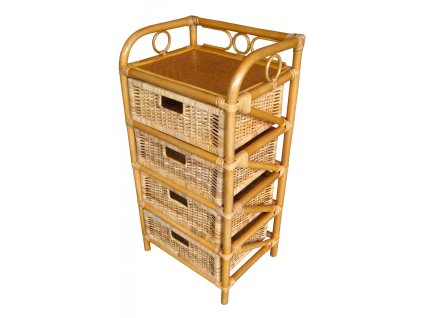 Ratanová komoda medová 1161 - 4 zásuvky