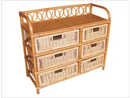 Ratanová komoda medová 1126 - 6 zásuvek