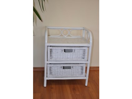 Ratanová komoda bílá 1552 - 2 zásuvky