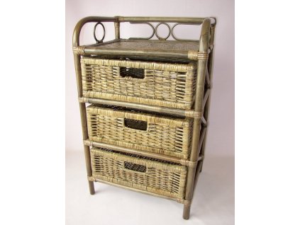 Ratanová komoda hnědá 1271 - 3 zásuvky