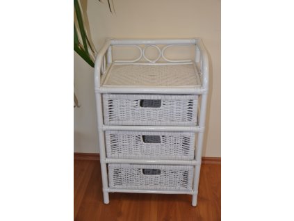 Ratanová komoda bílá 1553 - 3 zásuvky