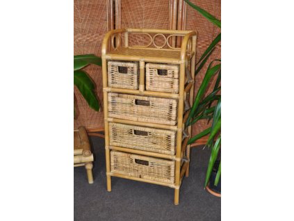 Ratanová komoda medová 1330 - 3+2 zásuvky