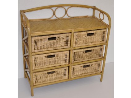 Ratanová komoda medová 1903 typ FL - 6 zásuvek