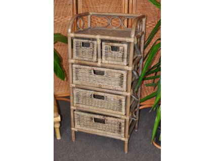 Ratanová komoda hnědá 1331 - 3+2 zásuvky