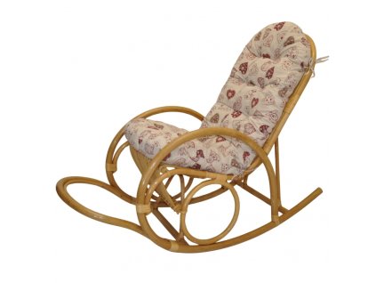 Ratanové houpací křeslo Jenaira medové s polstrem (Polstr Motiv červená srdce)