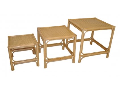 Set 3 kusů ratanových stolků 119151