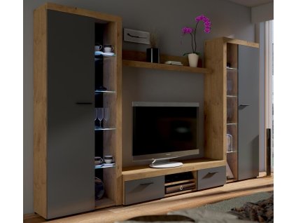 Obývací stěna Rizo XL (Odstín Dub lefkas/grafit)