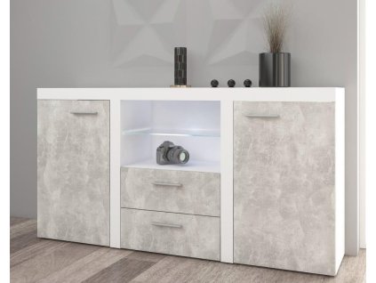 Komoda Rizo 2D2S (Odstín Bílá/beton)